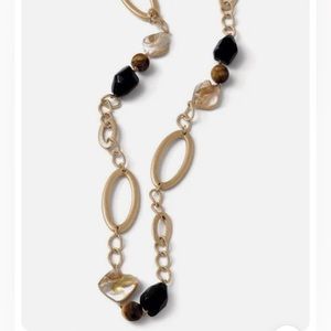 NWT LIA SOPHIA Tivoli Necklace - 36-39” Adjustable Length gold with stones